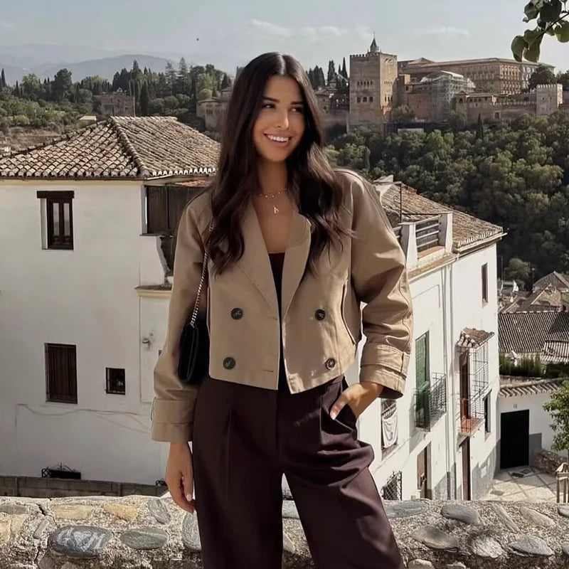Double Breasted Short Trench Coat