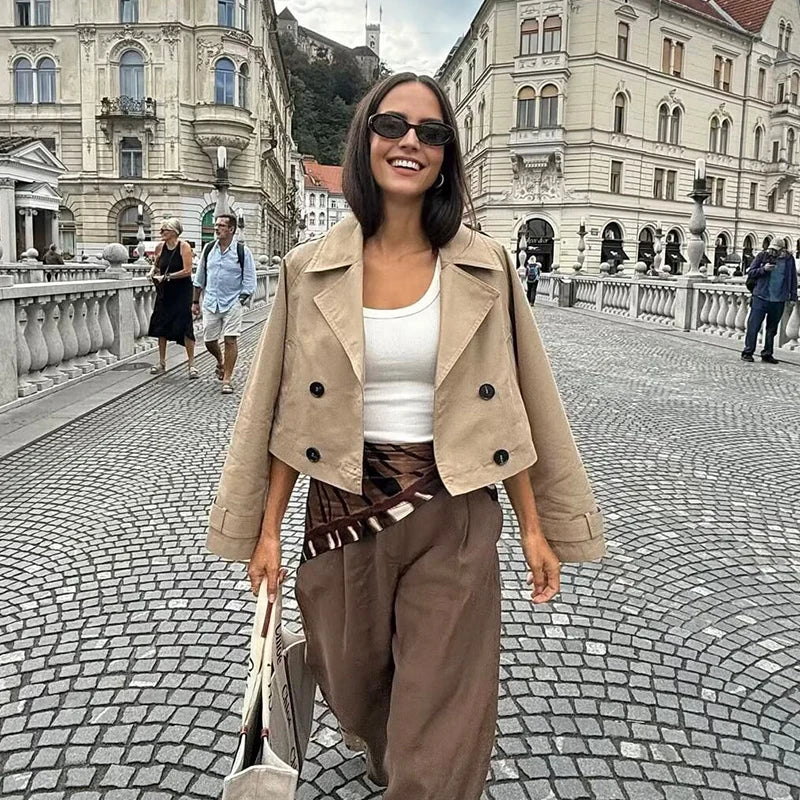 Double Breasted Short Trench Coat