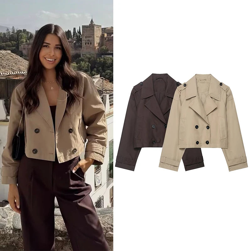 Double Breasted Short Trench Coat