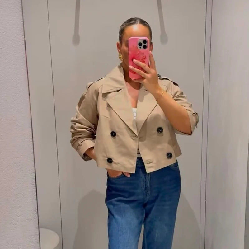 Double Breasted Short Trench Coat